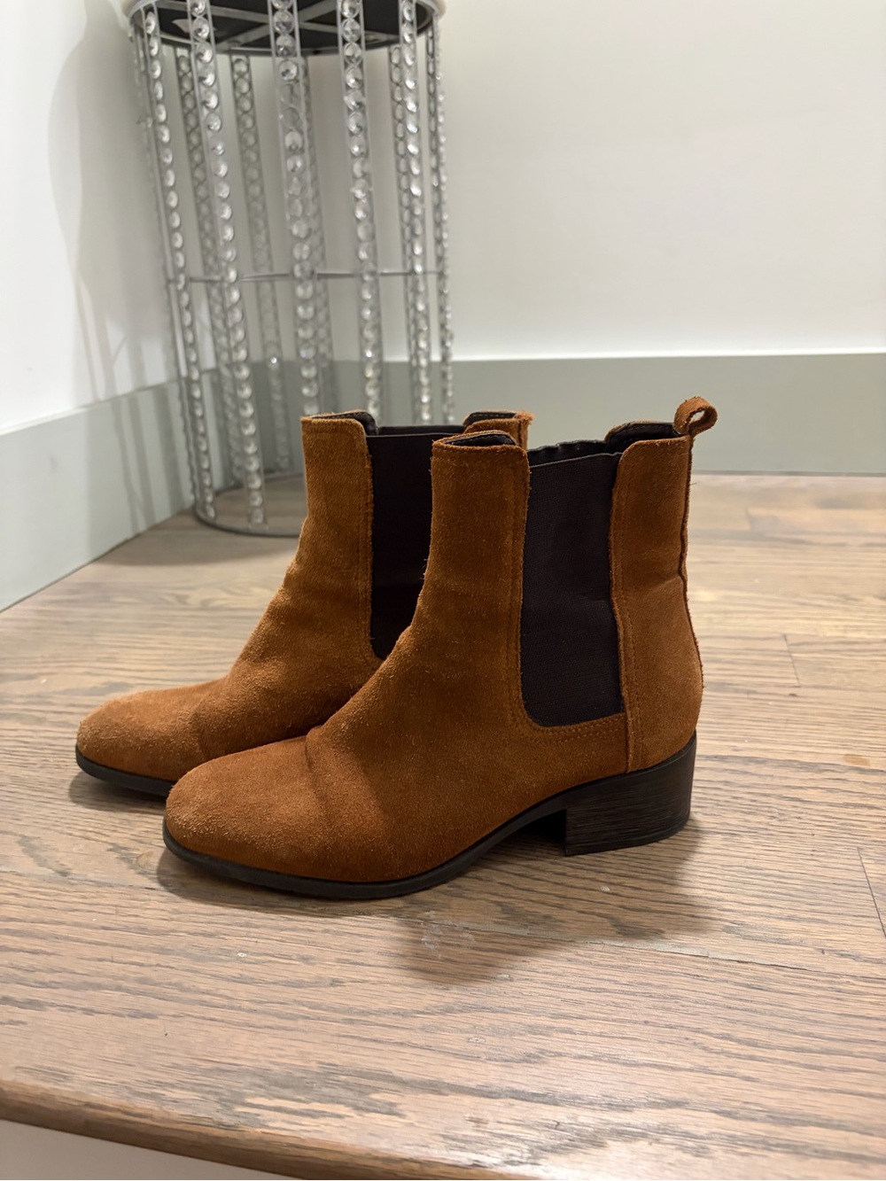 Kenneth Cole Reaction Suede Chelsea Ankle Boots in Cognac Brown